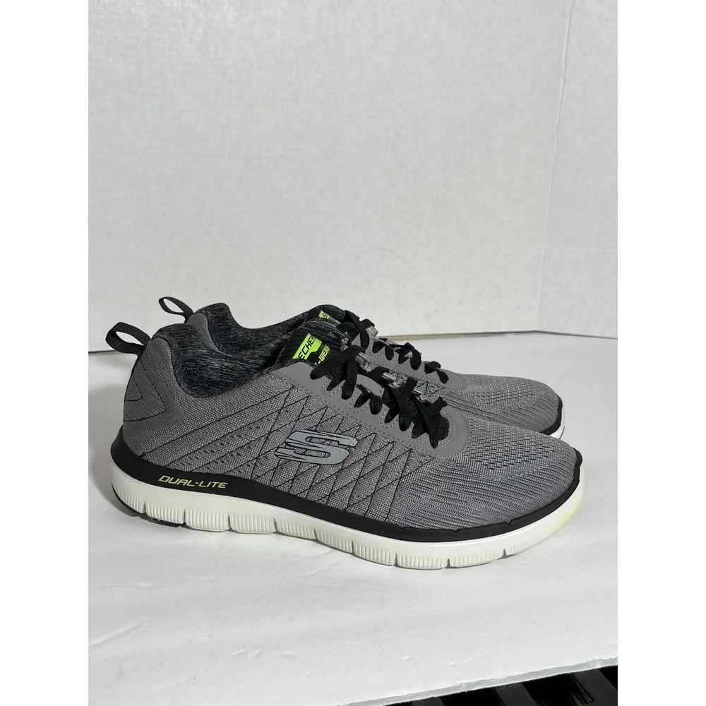 Skechers Mens Lite-Weight Dual-Lite Gray Black Sneakers 52185‎ LGBK Mens 8